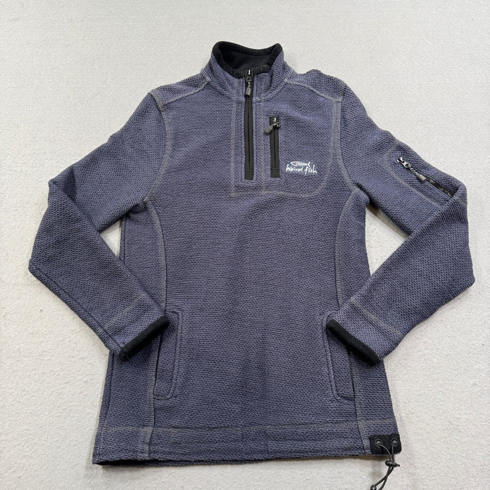 Weird Fish Sweater Men's Small Navy Quarter Zip Macaroni Knit Coastal Casual